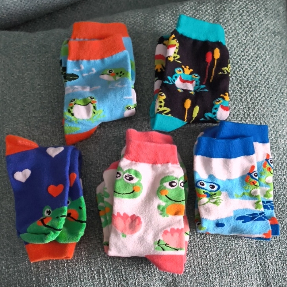 Colorful Frog Themed Socks Set